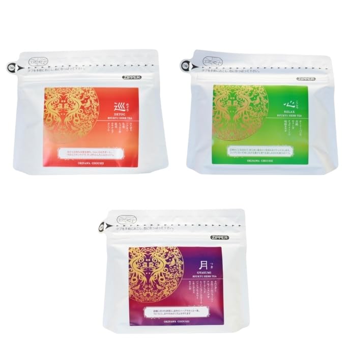 

Three types of Ryukyu herbal tea (Circulation, Heart, Moon)