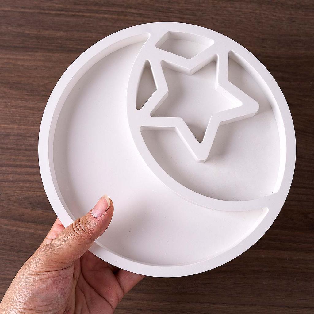 Moon Star Tray Silicone Mold DIY EID Mubarak Jewelry Display Plate Casting Molds Plaster Resin Storage Box Craft Making Home Dec