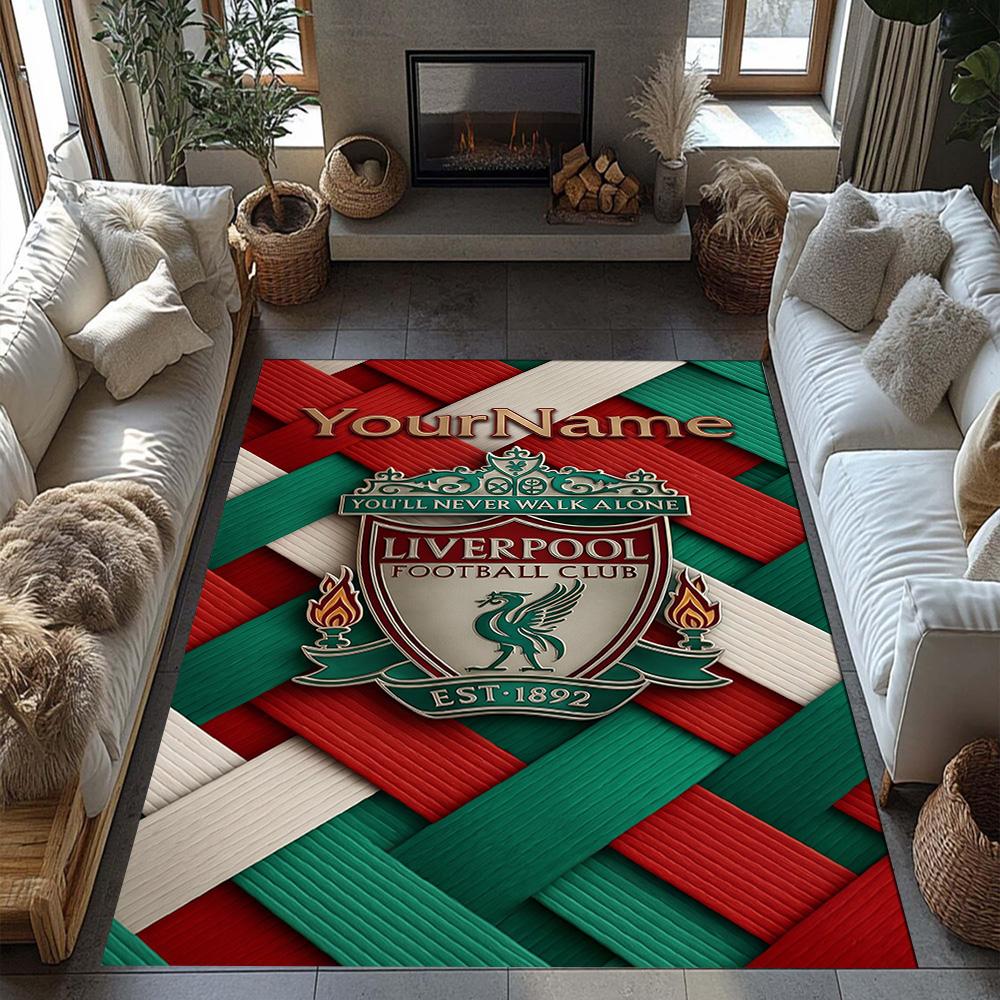 Liverpool Customize Text Floor Mat Design for Playrooms Dining Room Game Room Living Rooms Anti-slip Rug Anime Office Decor Perfect Gift for Women/Men