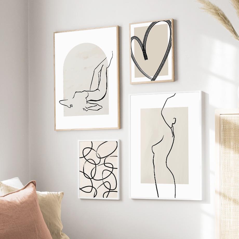 Sun Line Rainbow Girl Body Abstract Posters And Prints Simple Wall Art Canvas Painting Hotel Bar Pictures For Living Room Decor