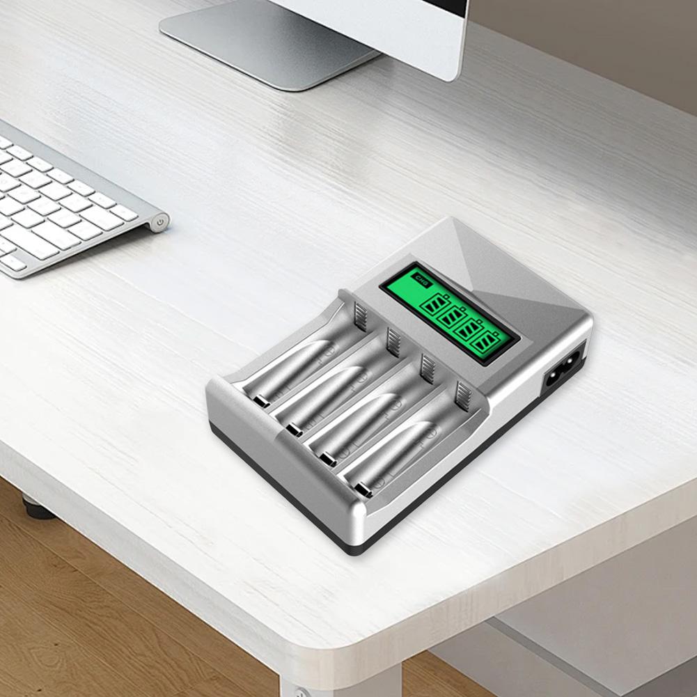 4-Slot AA AAA Intelligent Battery Charger LCD Screen Independent Charging Charger for AA/AAA NiMH Rechargeable Batteries