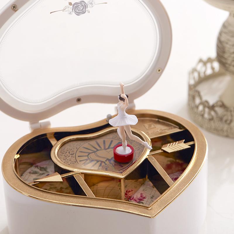 Heart Shaped Rotating Ballerina Music Box  Ballet Dancer Rotating Melody Box Girls Birthday Valentines Princess Gift