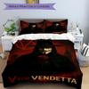 3pcs V for Vendetta Bedding Set, Soft Polyester Duvet Cover and Pillowcases Machine Washable Seasons all suitable & Guest Room Decor210