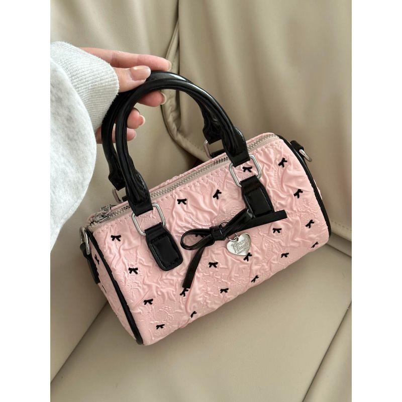 

Милая сумка-боулинг с бантом Женская Корейская серия Сладкая Универсальная Модная Сумка через плечо Сумка-мессенджер Гяру Портативная Сумка Pink