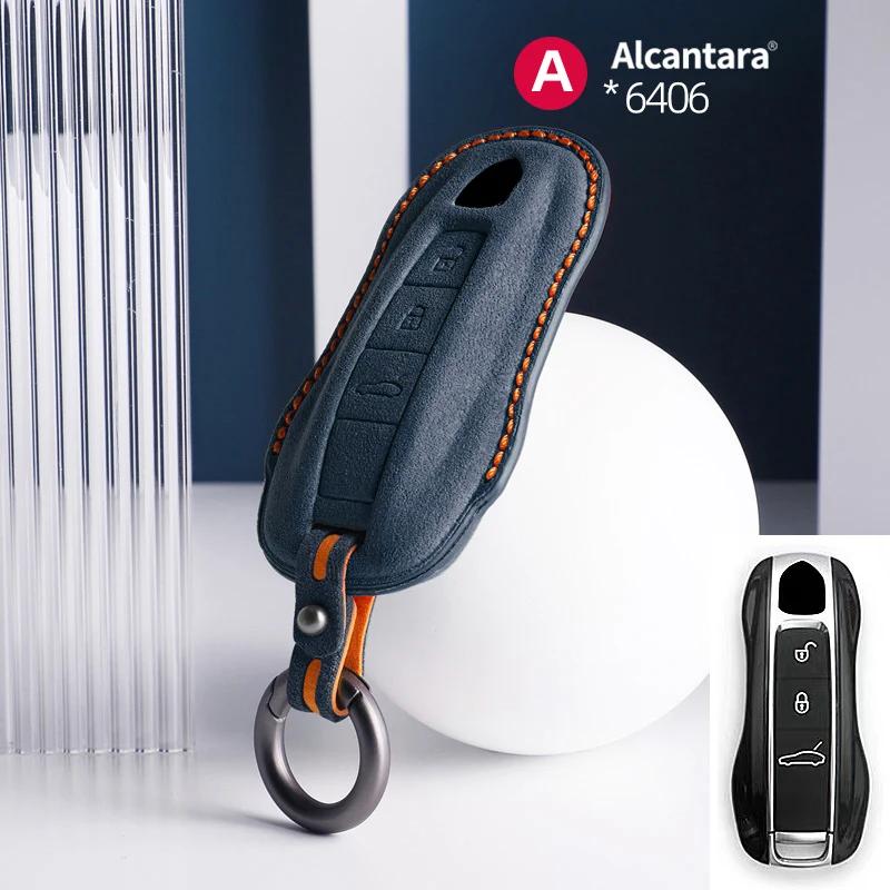 Alcantara Car Key Case Cover For Porsche Panamera Spyder Carrera Macan Cayman Cayenne 911 970 981 991 Accessories