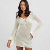 New Summer Beach Skirt for Women Solid Color Sexy Knitted Beach Bikini Women's Dress