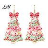 Women Fashion Earrings Christmas 2D Acrylic Earrings Colorful Tree Dangle with Bow Holiday Jewelry Decor Lightweight Drop Jewelry Decorations
