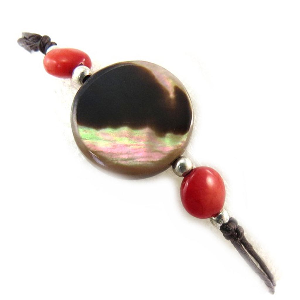 Les Trésors De Lily [N5067] - Silver Bracelet 'Mineralia' Coral Mother-of-pearl