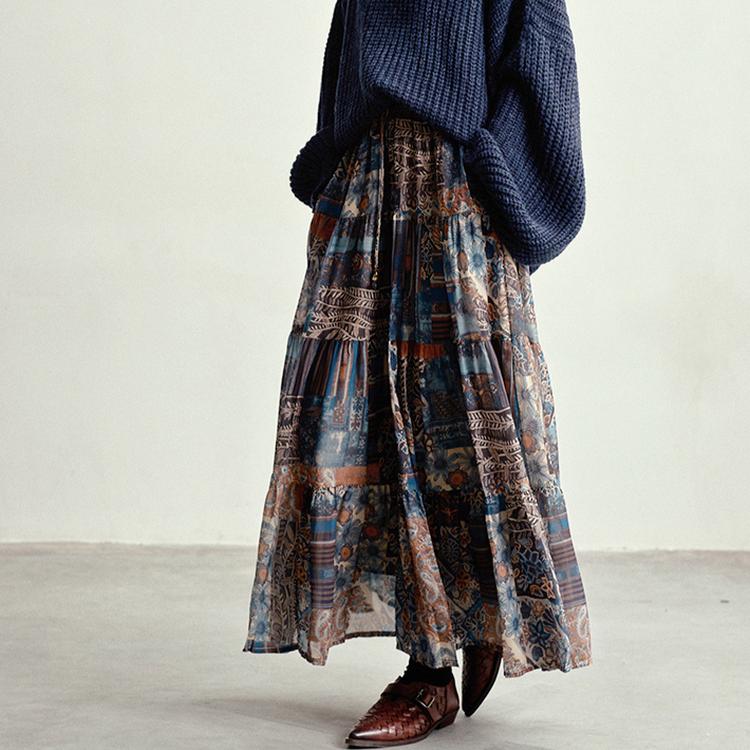 Dimanaf 2025 Summer Women New Skirts Flower Retro Elastic Elegant White Pleated Skirts High Waist