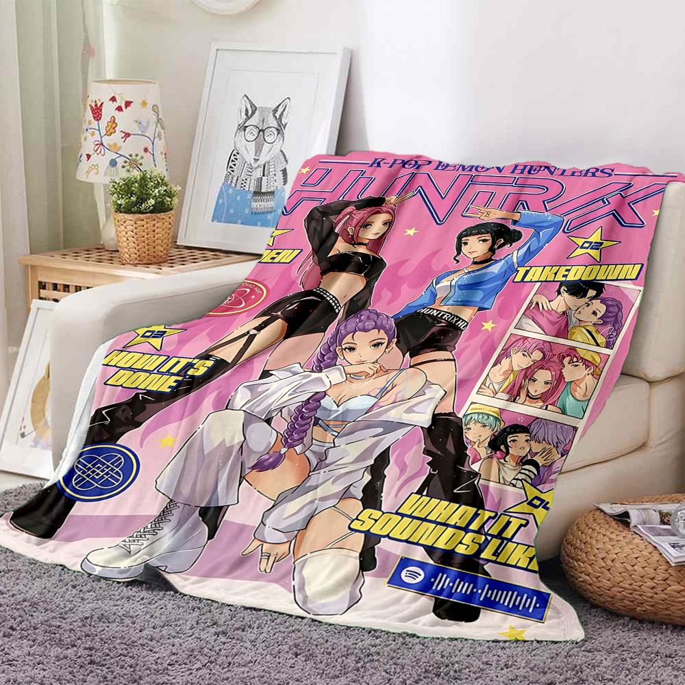 1pc K Pop Demon Hunters Flannel Blanket, Soft Skin Friendly with Digital Printing, Various Sizes Available for Family, Friends, Birthday