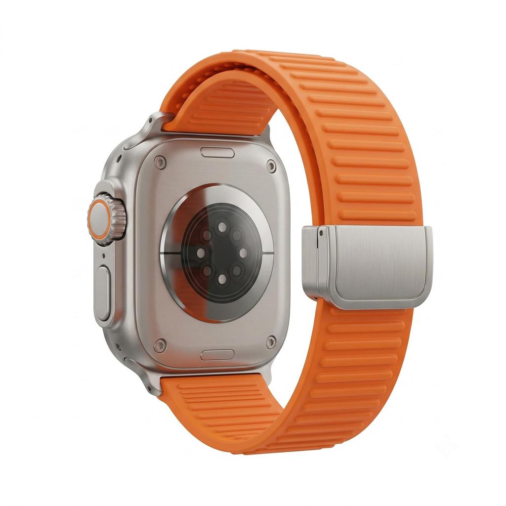For Apple iWatch 8/9: Mountain Texture Magnetic Loop Silicone Band S11