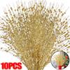 1-10pcs Gold Christmas Decorative Flash Artificial Berry Stem Decor for Christmas Tree DIY Wreath Fireplace Holiday Crafts Gifts