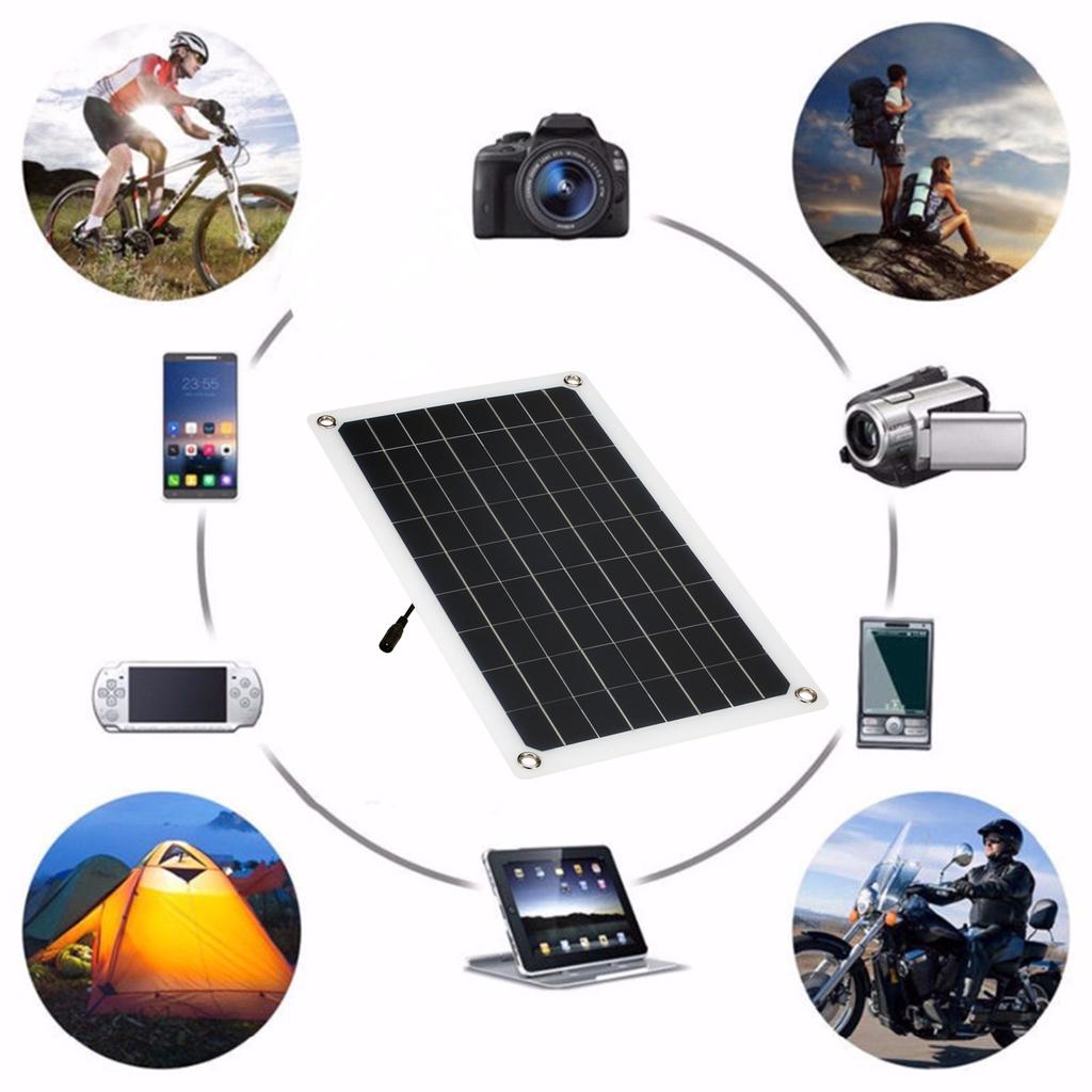 12V 20W Solarpanel monokristalline Silizium-Solarzelle mit Dual-USB-Autoladegerät, Feuerzeug, Alligator