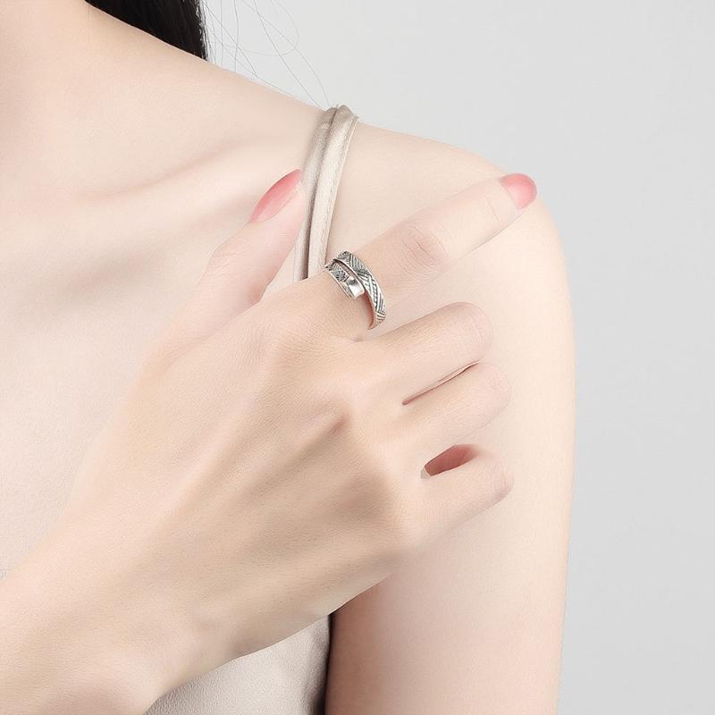 Crochet Thread Ring Bracelet Personality Ribbon Jewelry Crochet Yarn Thai Silver Index Finger Knitted Crochet Tail Ring