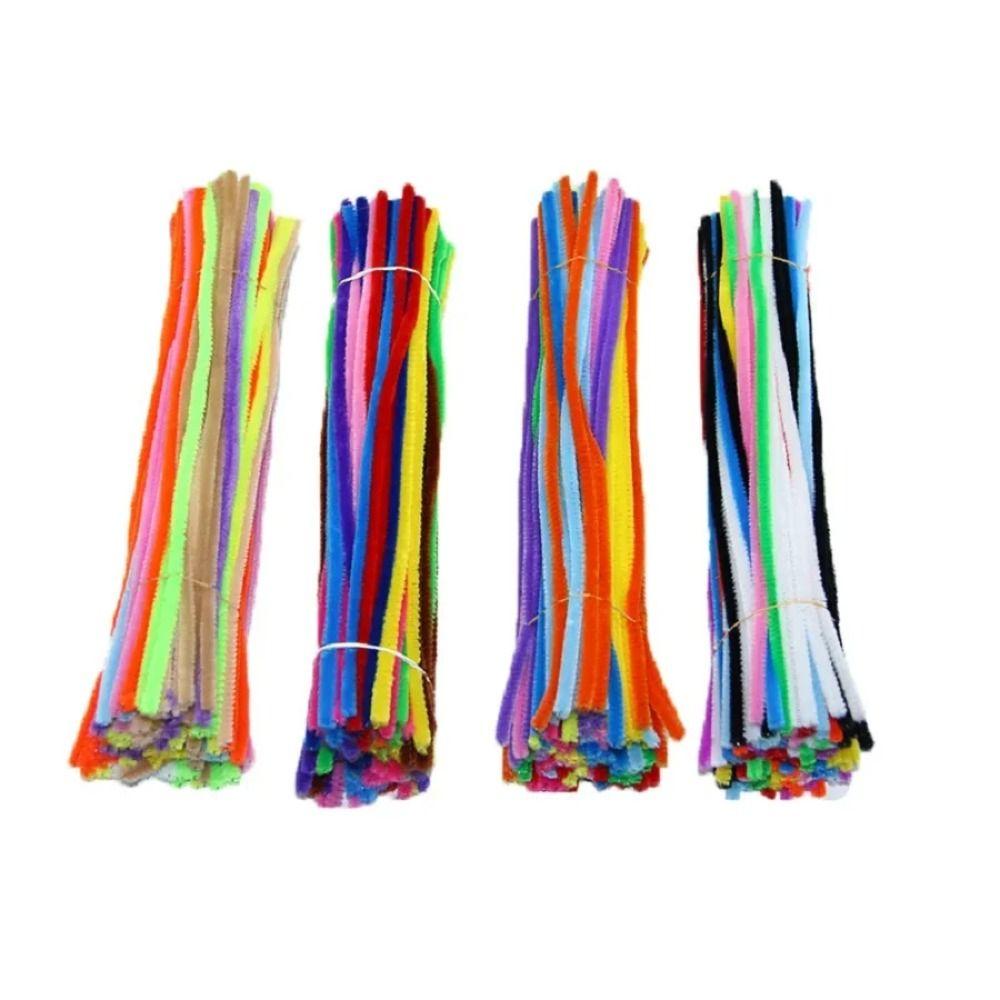 100pcs Plush Tinsel Stem Anvil Wire Craft Pipe Toys Chenille Stems Plush Wired Twist Sticks  Decor
