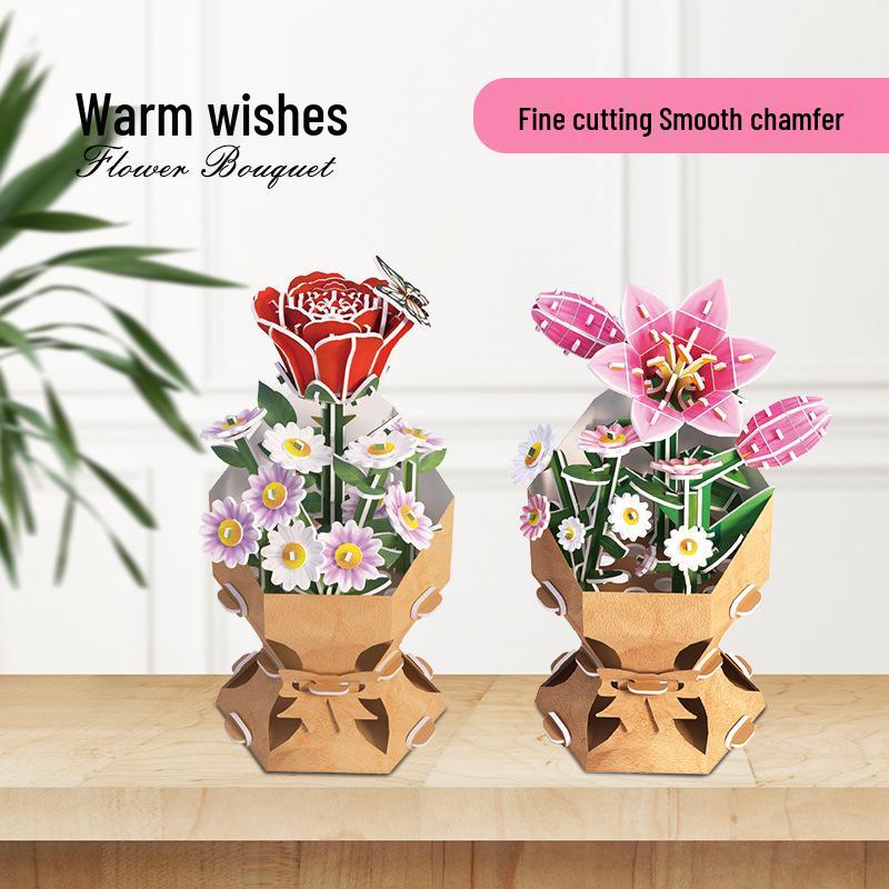 Creative 3D Bouquet Puzzle: DIY Handmade Stereo Ornament, Perfect for Holidays and Birthdays