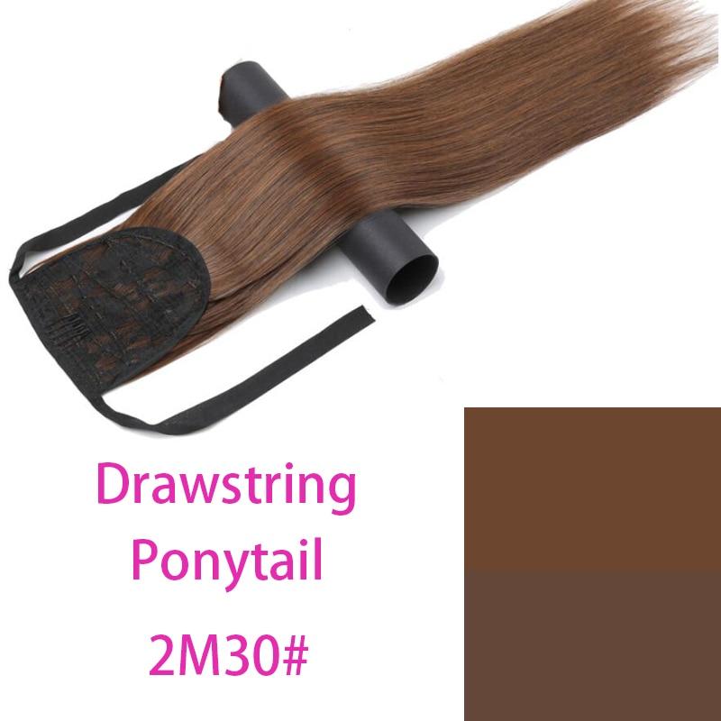 Long Straight Drawstring Ponytail Heat Resistant Synthetic Natural Straight Wrap Around Clip In Ponytail Hair Extension