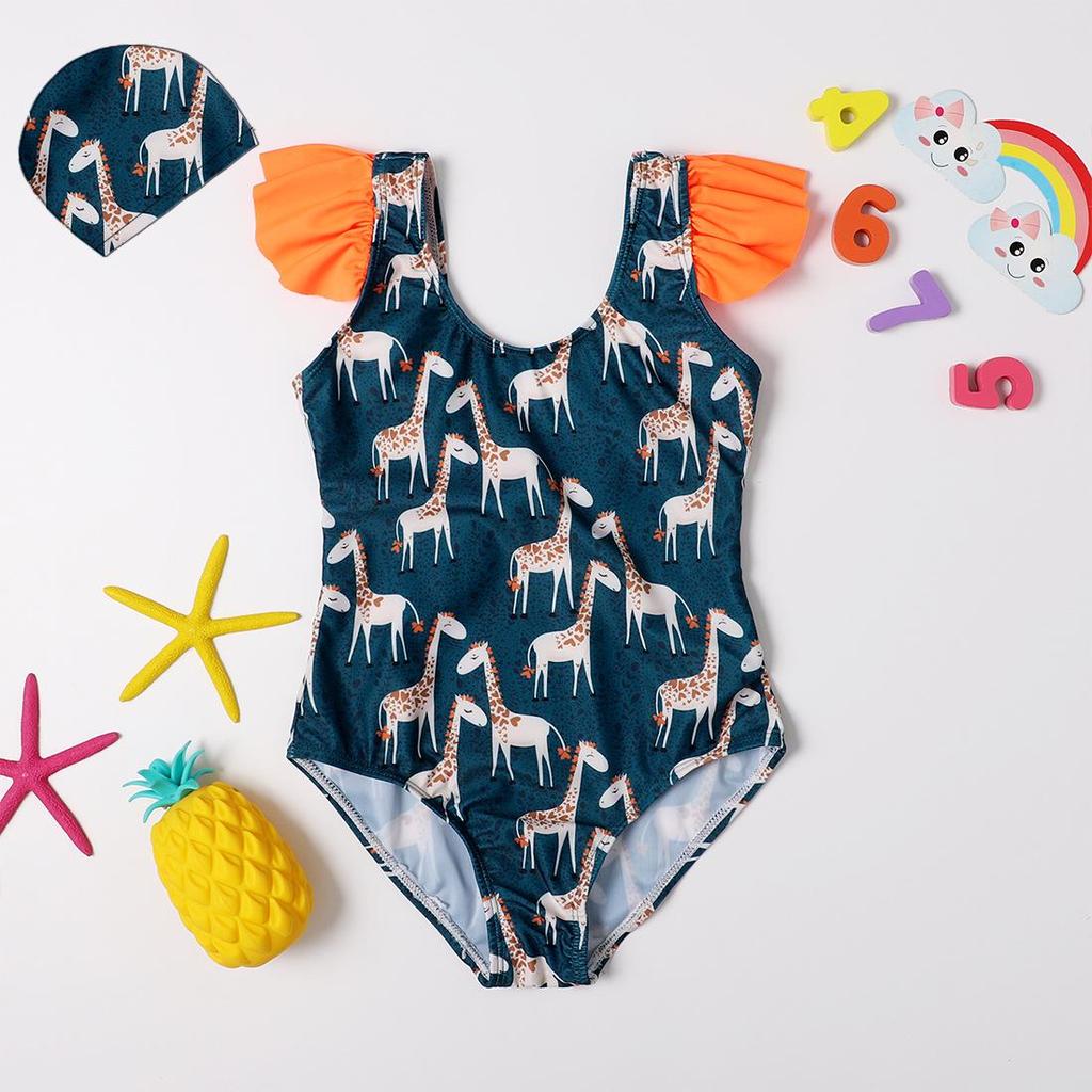 Comfortable Girls' One-Piece Swimsuit with Ruffles and High Elasticity - Multiple Styles Available