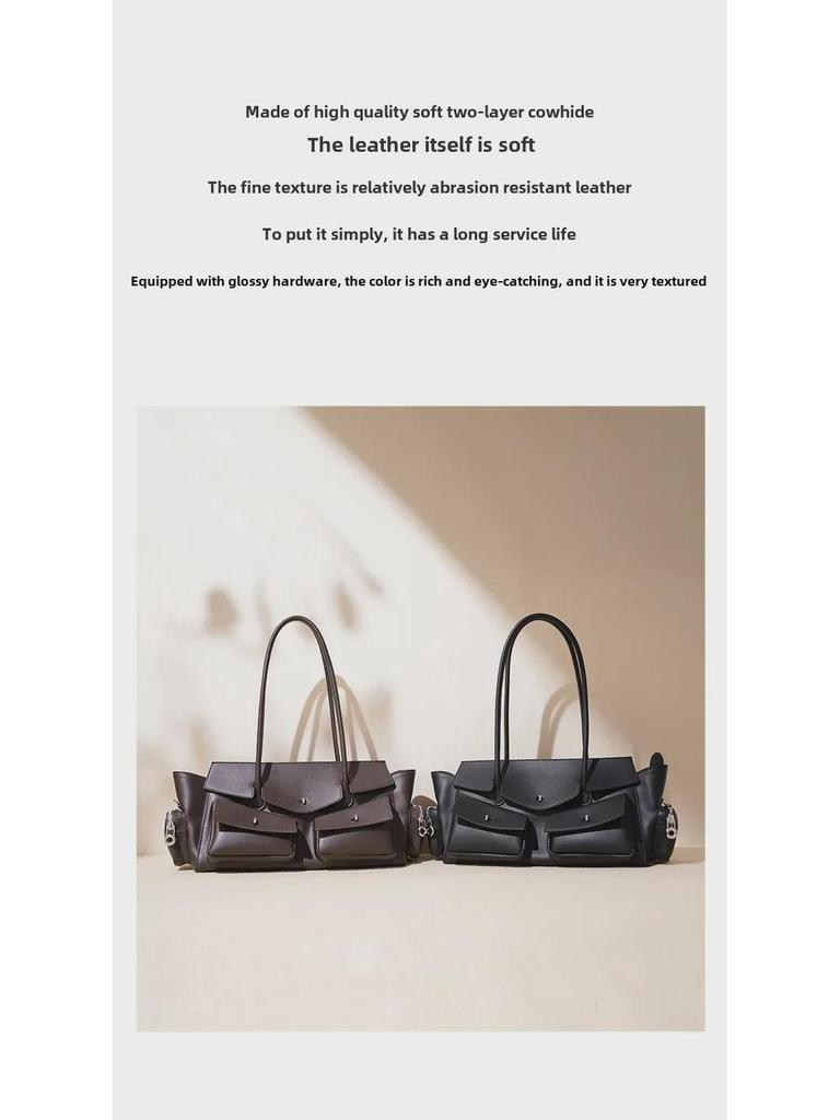 2025 Women's Retro Large-Capacity Multi-Pocket Motorcycle Handbag - Versatile Underarm and Shoulder Messenger Bag