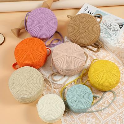 Large Straw Bag, Round Beach Bag for Women, Perfect for Carrying Your Phone While Crossbody
