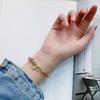 1 Pair Women Bracelet Smooth Bead Faux Agate Polished Star Moon Pendant Rhinestone Adjustable Shopping Work Party Dating Wrist Chain Lady Jewelry
