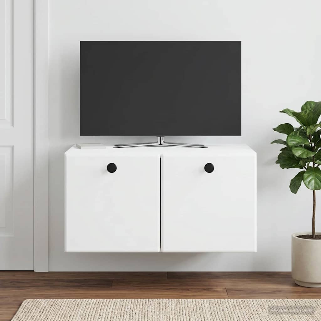 Wall Mounted TV Cabinet 59.5 X 41 X 30 Cm White Engineered Wood