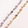 Braccialetto Rosa con Zirconia Cubica e Fiori di Vite, Braccialetto Metallico Dolce e Romantico per Donne Gioielli Regali per Matrimoni e Feste