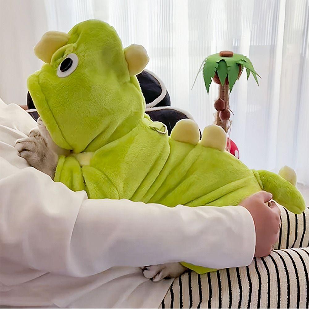 Ziehbar Süßer Dinosaurier Haustierpullover Dick Warm Gemütlich Hund Vierbeiniger Overall Cosplay Requisiten Haustier Winterkostüm für Kleine Hunde Katzen
