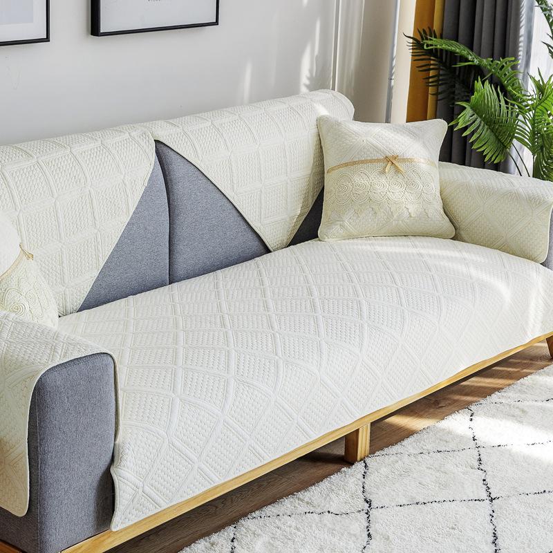 Sofa Cushion Four Seasons Universal Non-Slip Pure Cotton Cushion Nordic Simple Modern Backrest Bath Mat All-Inclusive Universal Cover Cover