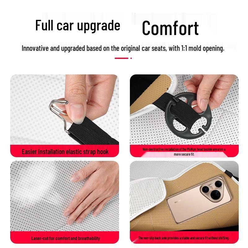 Nappa Leather Seat Protector Pad for Tesla Model Y (Refreshed Version) - Breathable, Ventilated Cushion