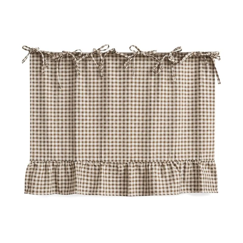 Short Cabinet Curtain Soft Gingham Fabric, No-Adhesive Cover That Conceals Cookware, Dishes, Seasonings, and Household Clutter from View