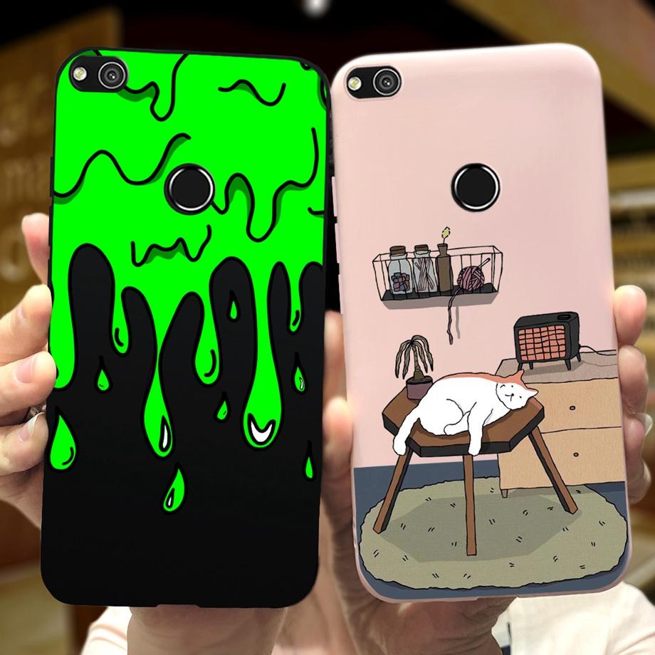 Für Huawei P8 Lite 2017 2015 Hülle P9 Lite 2017 Huawei GR3 2017 Honor 8 Lite Abdeckung Weiches Silikon Matt Süßigkeit Funda Schwarze Katze Ente