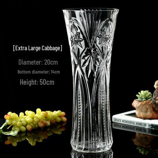 Extra Large Transparent Glass Vase, 50cm Height, Wide Diameter for Flower Arrangements, Living Room Decor, Hydroponic Lucky Bamboo