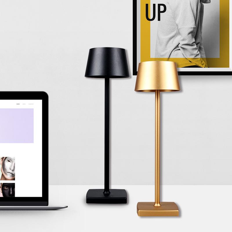 Decorative Rechargeable LED Table Night Lights Mini Gold Cordless Restaurant Touch Dimmer Table Lamp For Hotel And