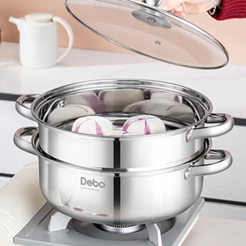 Debao Rosen 28cm 304 Stainless Steel Double Layer Steamer Soup Pot