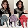 Winter Knitted Hat With Scarf Women Korean Striped Scarf Hat Fashion Shawl Neck Wool Knit Hat Multi-functional Hooded Scarf