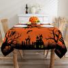 Halloween Tablecloth 52x70 Inches - Orange Castle Halloween Decorations for Home - Spider Web Table Cloth Rectangle Decor for Party, Dinner