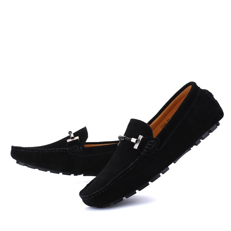 Spring/Summer Korean Edition Large Size Bean Shoes, Casual Leather Shoes, Genuine Leather, Handsewn Lazy Man's Footwear, Men's Shoes