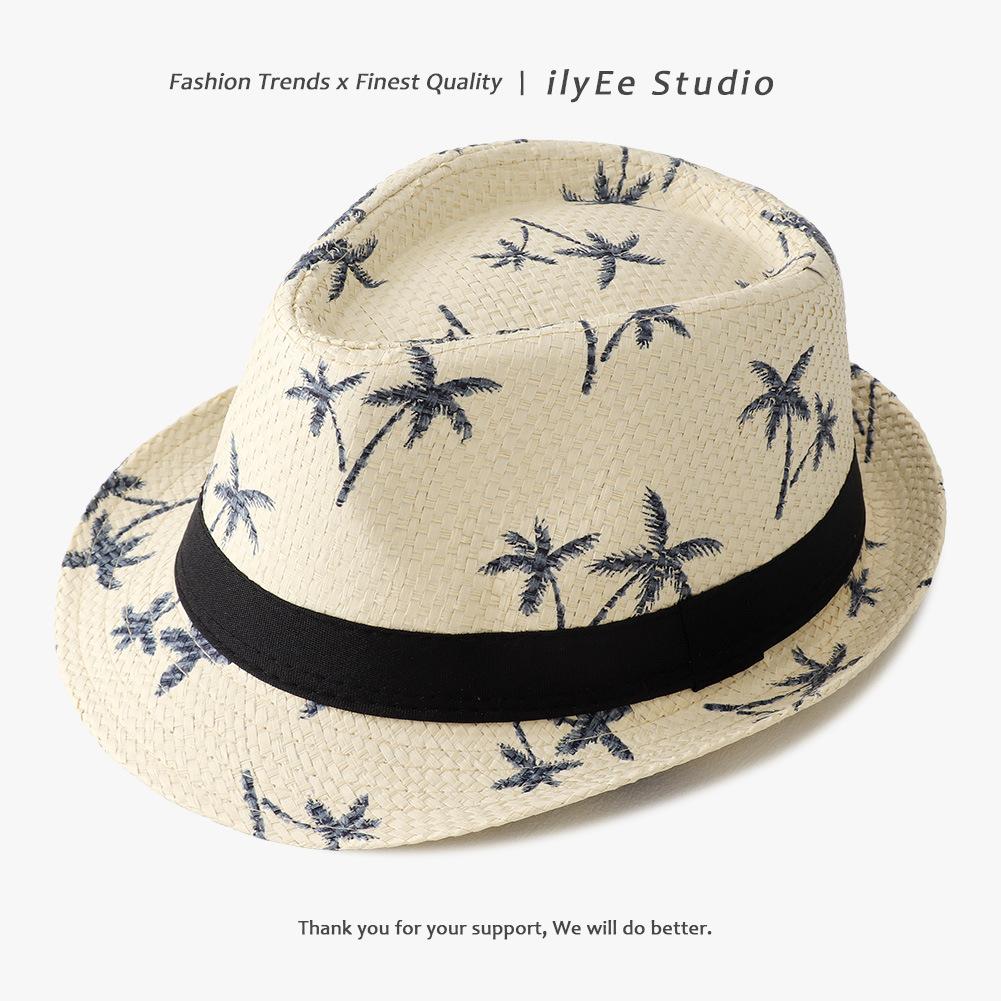 Men's Panama Straw Hat Summer New British Jazz Hat Women's Sunshade Sun Protection Beach Flat Top Hat