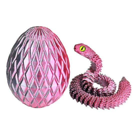 Ovo de Cobra com Cobra Impressa em 3D Dentro Juntas Móveis Estatueta de Cobra Cobra Articulada Brinquedo Fidget de Mesa Decoração Ornamento