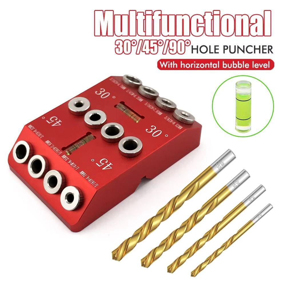 Bubble Level Drilling Locator Angled/Straight Holes Drill Bit Guide Tool Drill Jig Woodworking