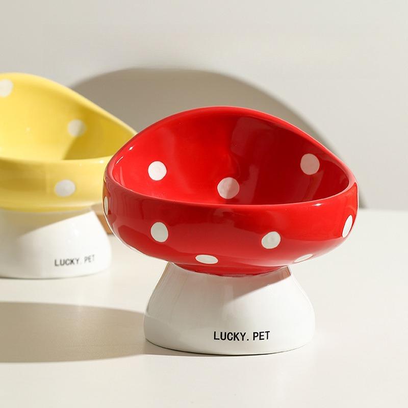 Cat Bowl Ceramic Oblique Mouth Protection Cervical Spine Drinking Bowl Grain Basin Cat Rice Bowl Pet Supplies