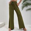 European & American Women's Solid Color Wide-Leg Floor-Length Pants for Spring/Summer 2025