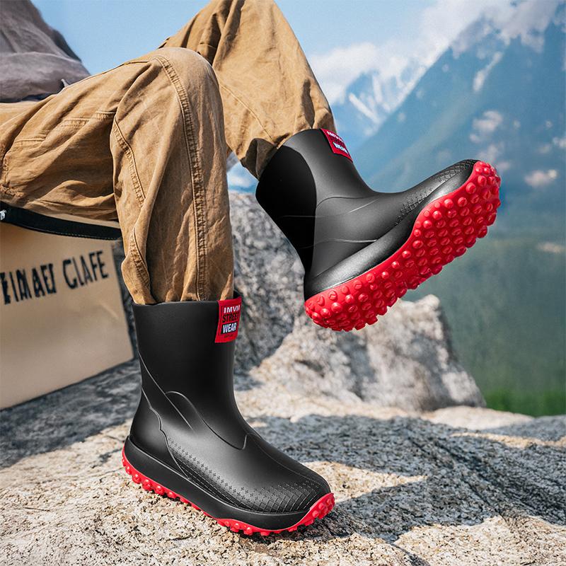 Men Rain Boots Outdoor Non-slip Light Shoes Waterproof Rubber Fishing Shoes Durable Waterproof Rubber Fishing Boots Zapatillas