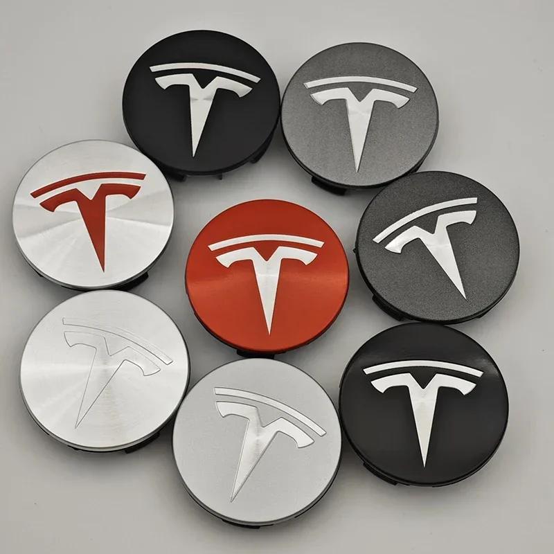 Car Sticker Tesla 4Pcs/set ABS 56mm Tesla Original Car Wheel Center Caps Logo Emblem For Tesla Model 3 Y S X Rims Hub Cover Caps