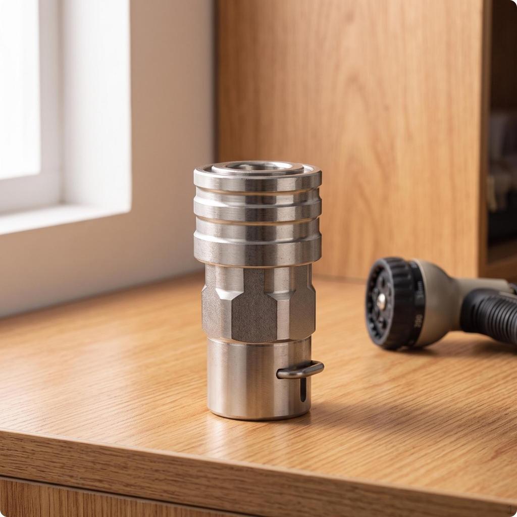 Hose Adapter with Retaining Pin Stainless Steel Pressure Washer Solid Metal PushtoConnect