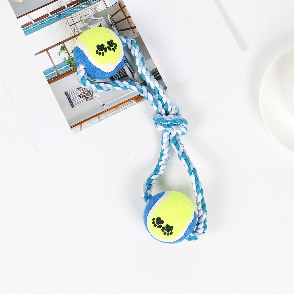Shiba Inu Cotton Rope Toy: Tennis Ball & Knot for Teeth Cleaning and Boredom Relief
