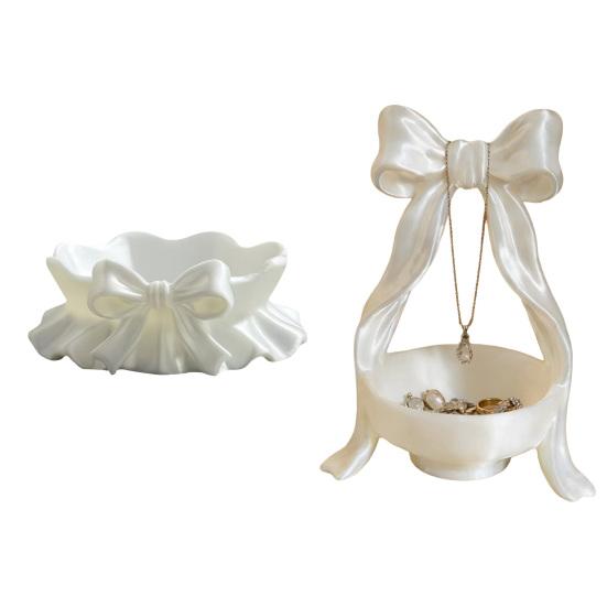 Cute Bow Jewelry Tray 3D Printed Ruffle Bow Trinket Dish Small Decorative Ring Holder for Earrings Necklaces Bracelet Watch Keys