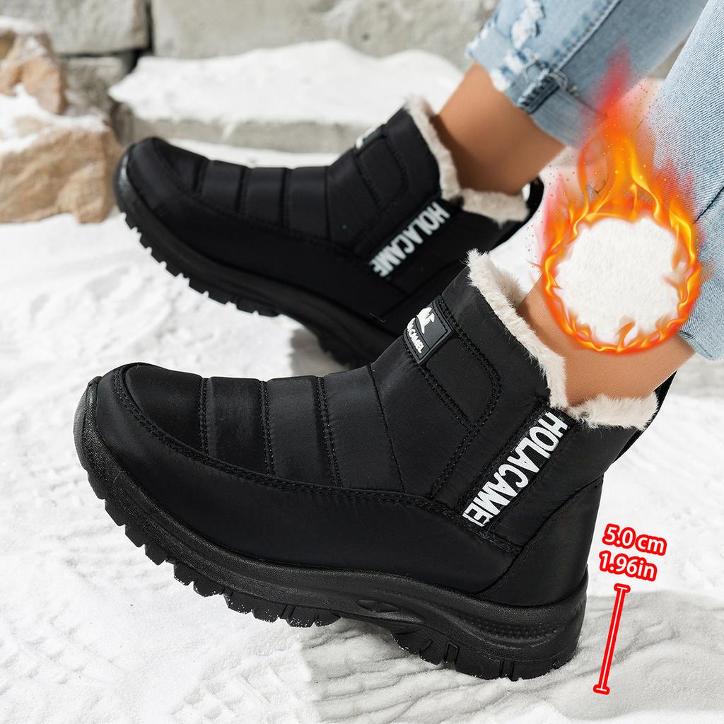 Women's Platform Snow Boots Winter Warm Waterproof Ankle Booties With Fur Lined Comfortable Walking Shoes Non-Slip Outdoor Short Boots for Women