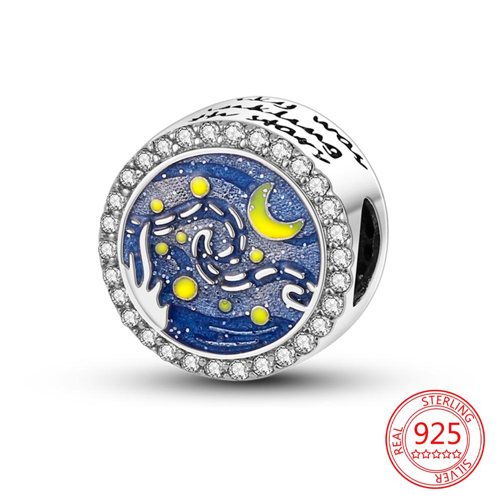 Pink Butterfly Snowflake Blue Star Moon Charms Copper Original Beads Fit Bracelet Jewelry Gifts Accessories Women